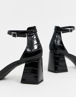 black croc heels