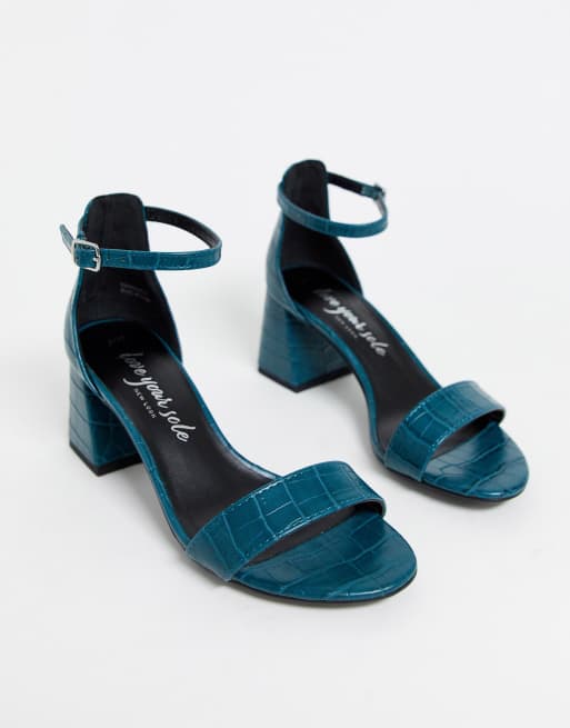 Blue low shop block heel sandals