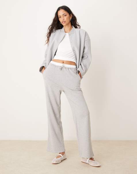 New Look low rise ruched joggers in grey marl - view 1