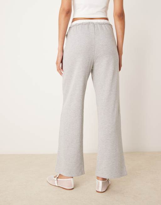 New Look low rise ruched joggers in grey marl ASOS