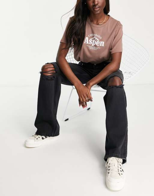 New Look - Løstsiddende jeans med flænger i sort i 90'er-stil, 4 af 4