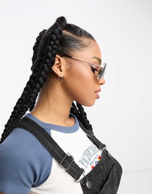 New Look Lunettes de soleil monture paisse dor e Noir ASOS