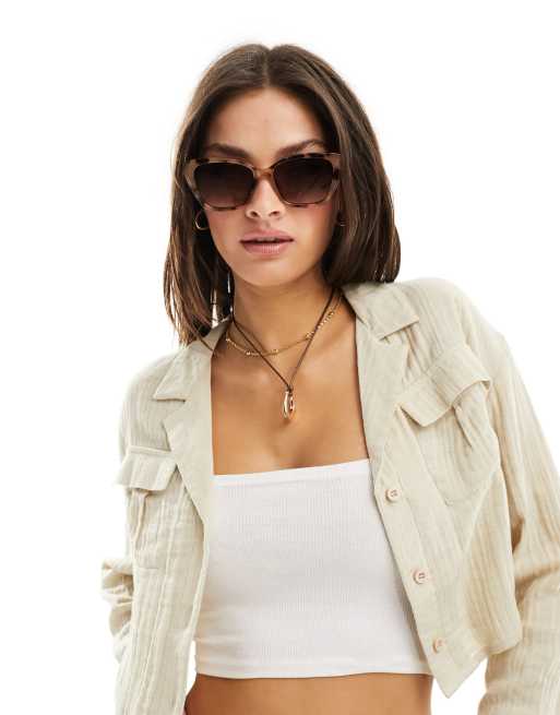 New Look - Lunettes de soleil œil de chat à monture effet écaille de tortue - Marron, 4 de 4