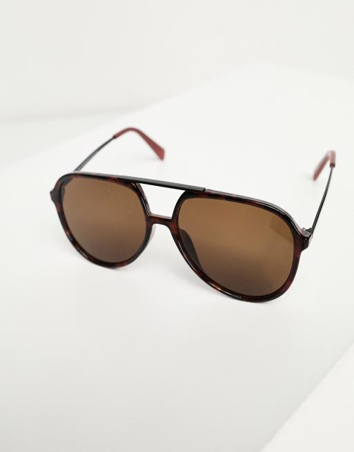 New Look - Lunettes de soleil pilote oversize - Marron foncé, 3 de 4