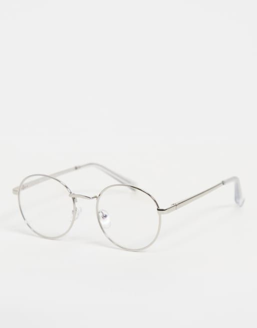 New Look Lunettes transparentes rondes en m tal Argent