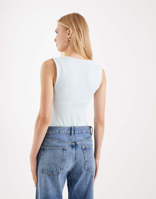 New Look - Lyseblå og stram bodystocking med firkantet hals, 3 af 4