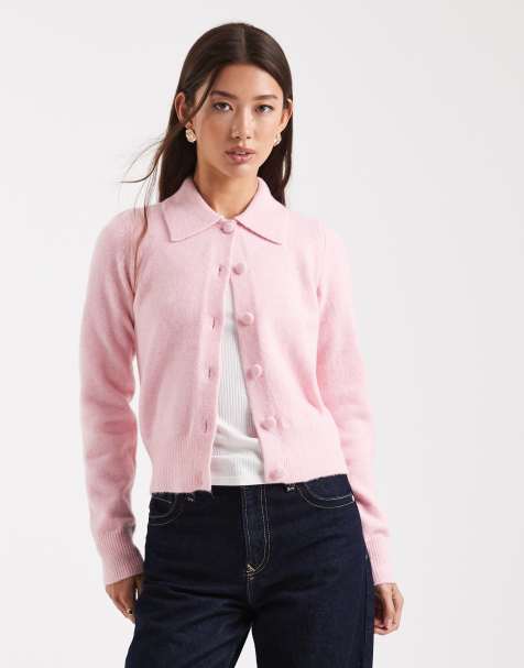 New Look - Lyserød cardigan med krave - view 1