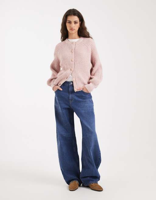 New Look - Lyserød cardigan med rund hals og raglanærmer, 3 af 4