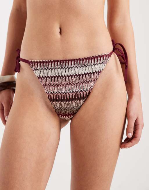 New Look - Lyserøde bikinitrusser med bindebånd i siderne og striber, 4 af 4