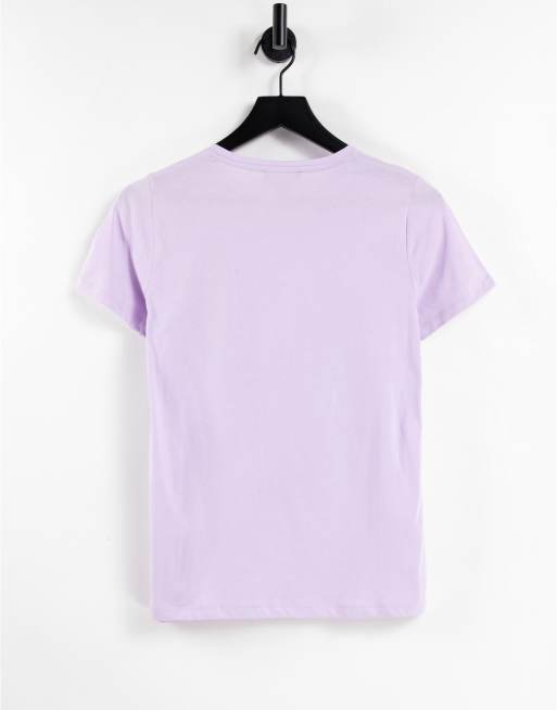 New Look - Lyslilla T-shirt med broderet, abstrakt ansigt, 4 af 4