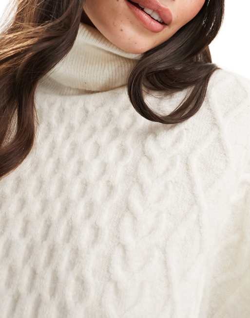 New Look Maglione a trecce con collo alto bianco sporco ASOS