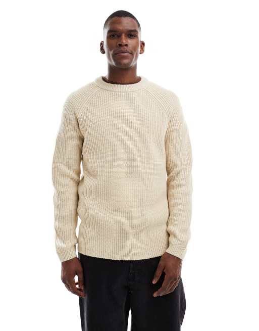 New Look - Maglione color avena lavorato a coste inglesi