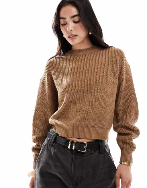 New Look - Maglione color cammello con cuciture a vista