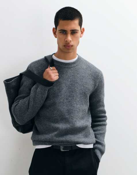 New Look maglione da pescatore grigio scuro - view 1