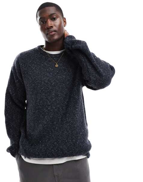 New Look - Maglione girocollo blu navy con cuciture - view 1