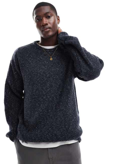 New Look - Maglione girocollo blu navy con cuciture