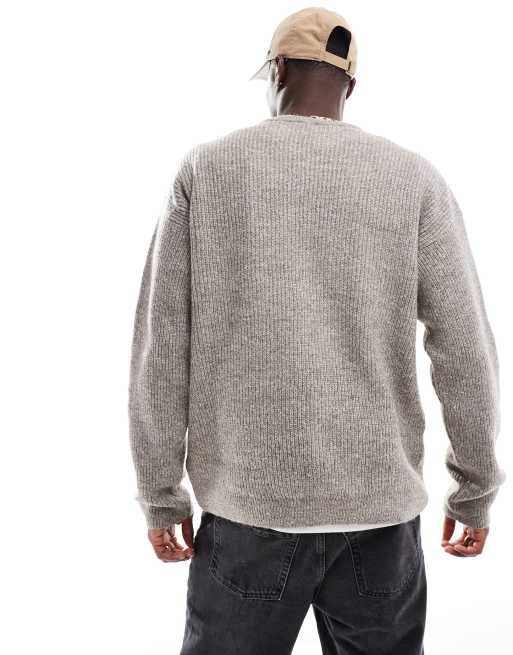 New Look - Maglione girocollo marrone con cuciture a vista, 4 di 4