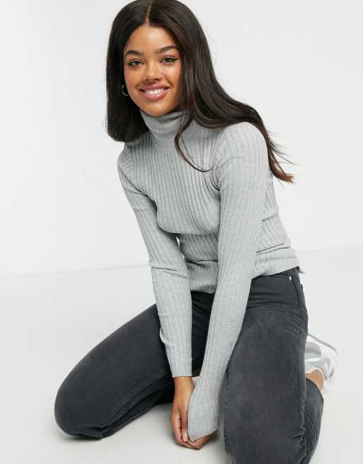 New Look - Maglione grigio con collo alto