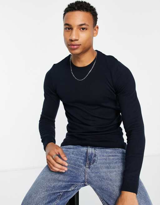 New Look - Maglione lavorato attillato blu navy, 2 di 4