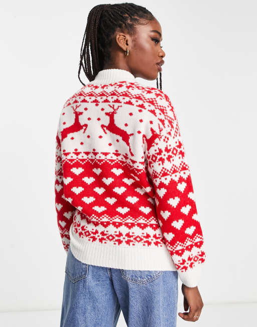 New Look - Maglione rosso Fairisle con renne, 2 di 4
