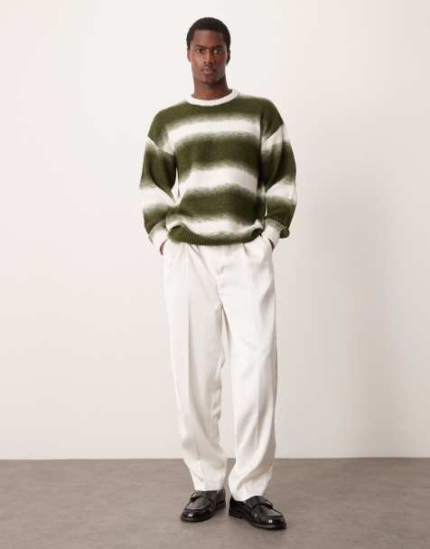 New Look - Maglione soffice verde e righe sfumate - view 1