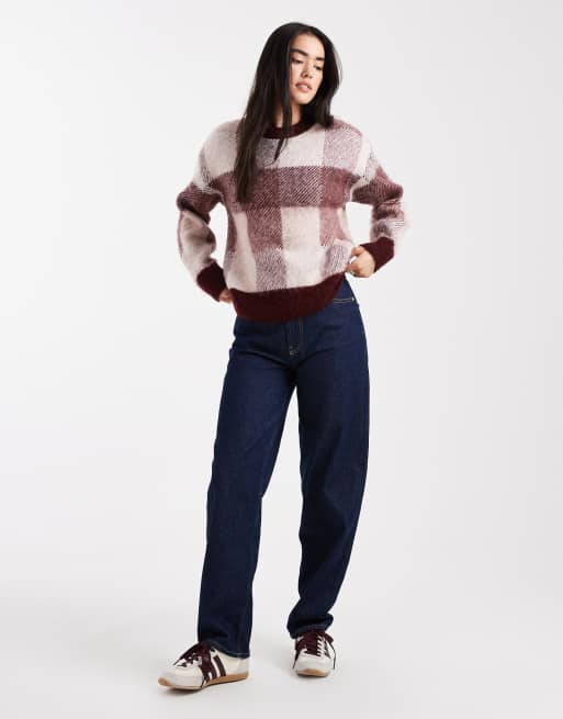New Look - Maglione spazzolato rosso a quadri, 2 di 4
