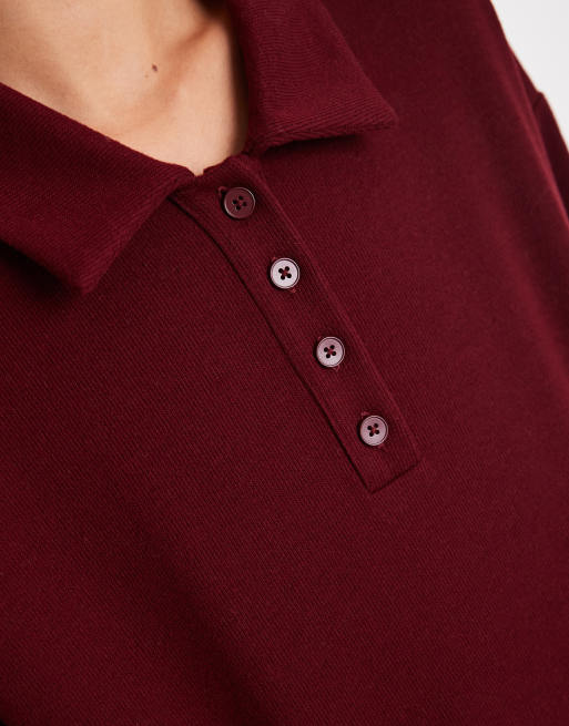 New Look - Maglione stile polo rosso con bottoni, 2 di 4