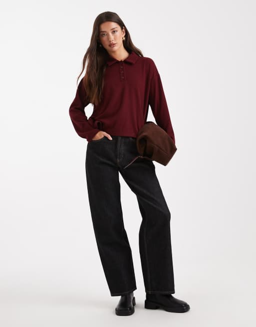 New Look - Maglione stile polo rosso con bottoni, 3 di 4