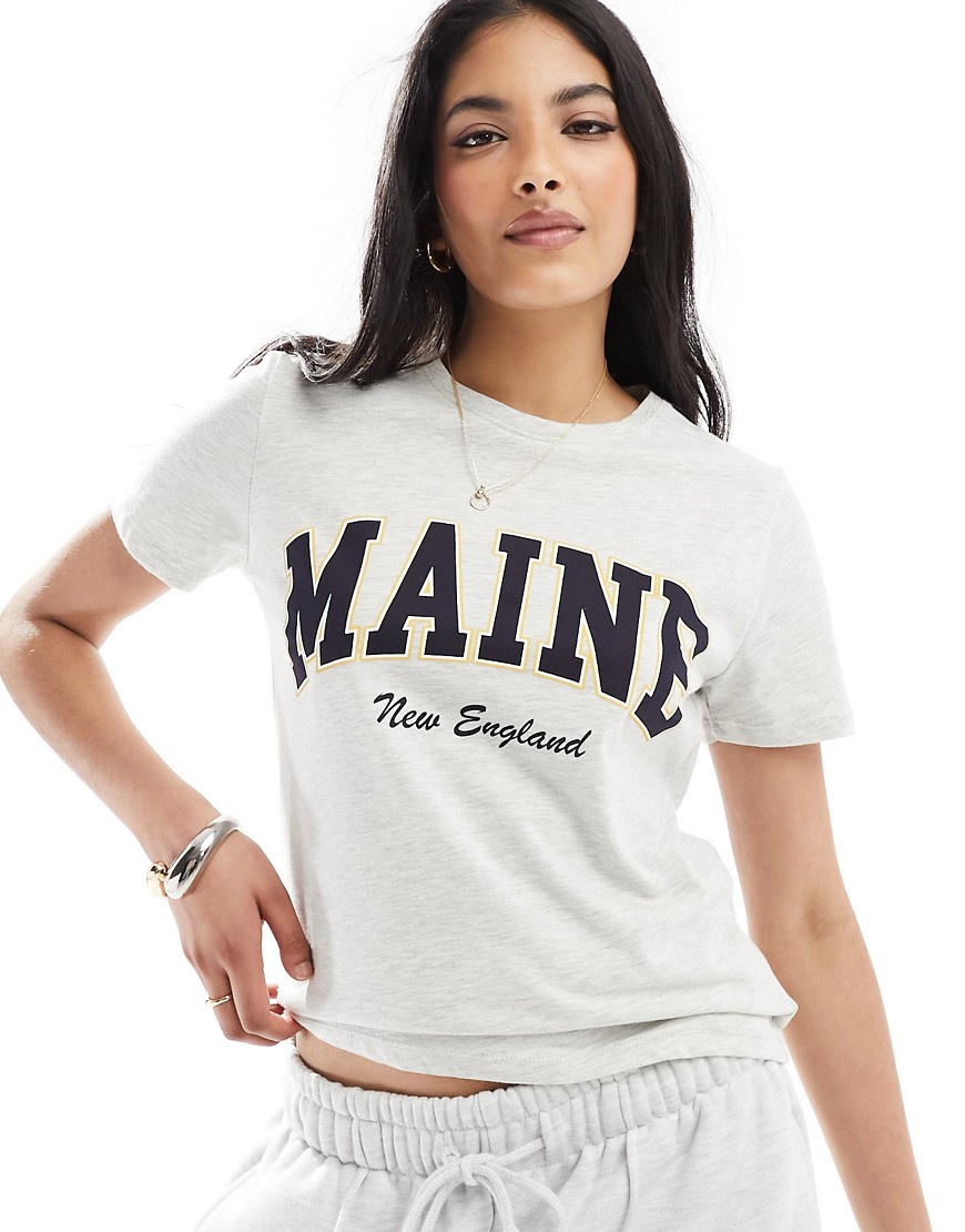 New Look Maine cropped t-shirt in grey