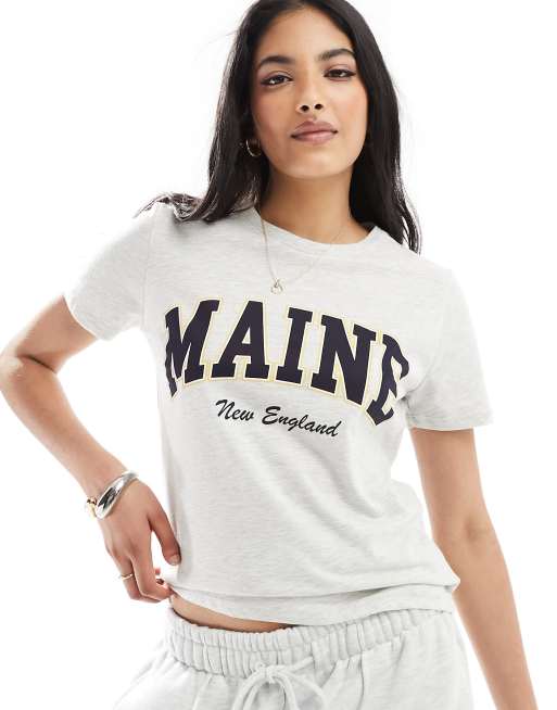 New Look - Maine - Cropped T-shirt in grijs