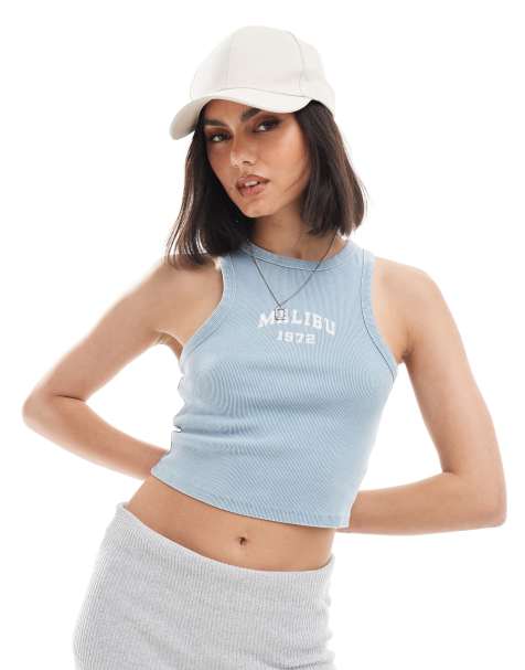 New Look Malibu acid wash vest in blue - view 1
