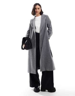 New Look - Manteau ceinturé élégant à chevrons - Gris