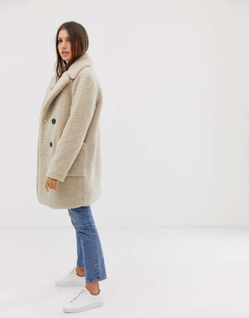 manteau fausse fourrure creme