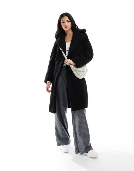 New Look - Manteau en imitation peau de mouton duveteuse - Noir, 3 de 4