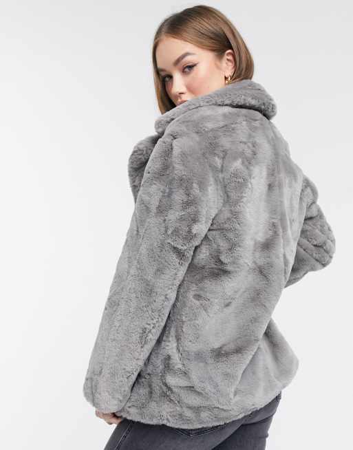 Manteau fausse fourrure gris femme new arrivals