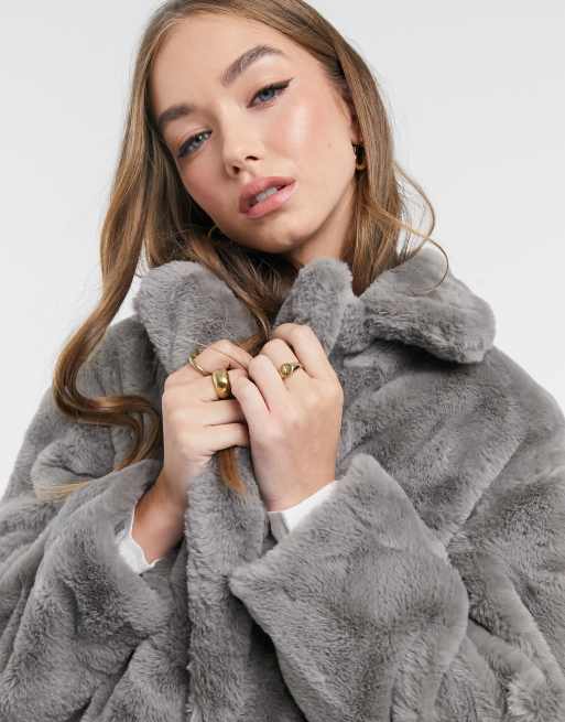 New Look - Manteau fausse fourrure - Gris, 3 de 4