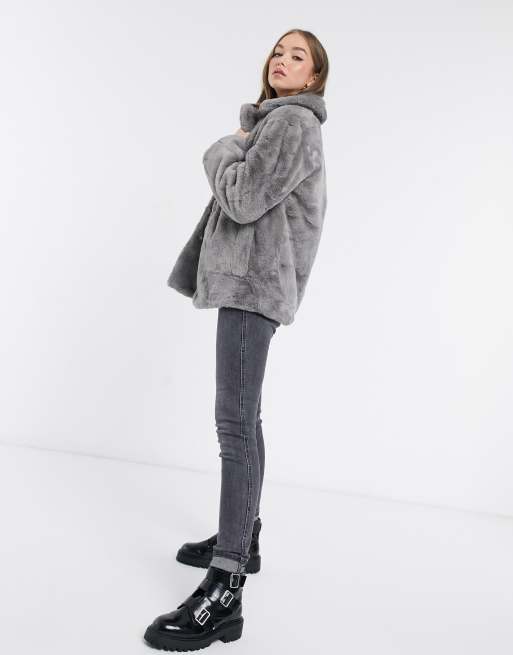 New Look - Manteau fausse fourrure - Gris, 4 de 4