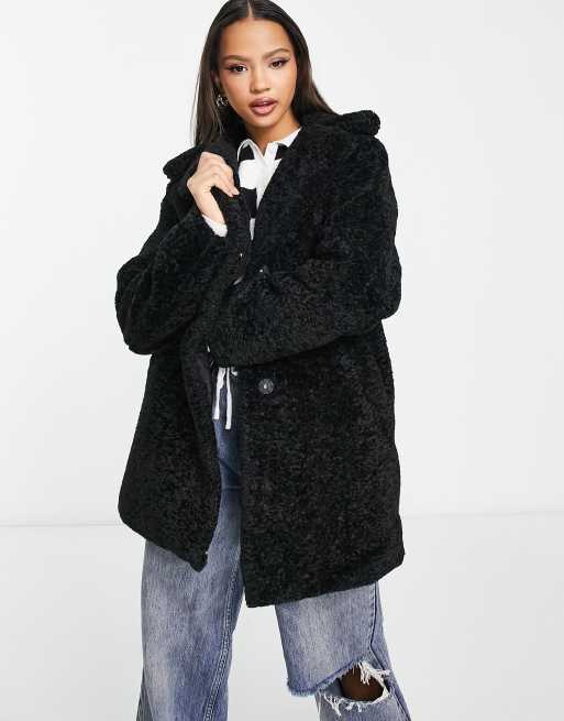 New Look Manteau fausse fourrure Noir ASOS