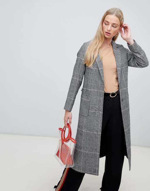 New Look - Manteau long à carreaux et barre au dos