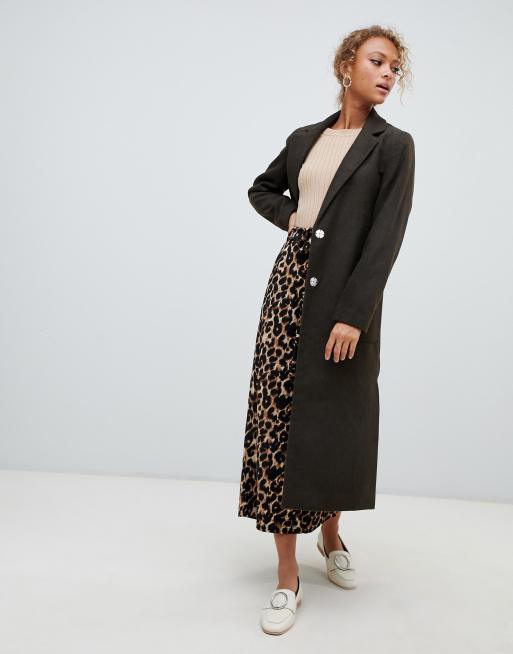 New Look Manteau Long Avec Barre Dans Le Dos Asos