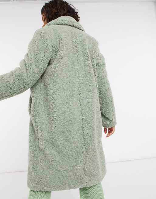 manteau effet mouton vert