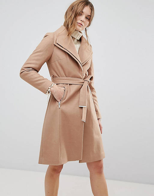 New Look – Mantel mit Gürtel und doppeltem Wasserfalldesign