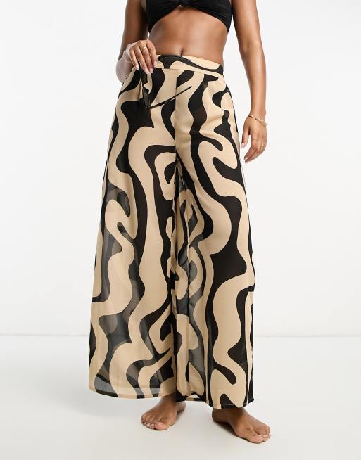 New Look marble print beach trousers in black pattern ASOS