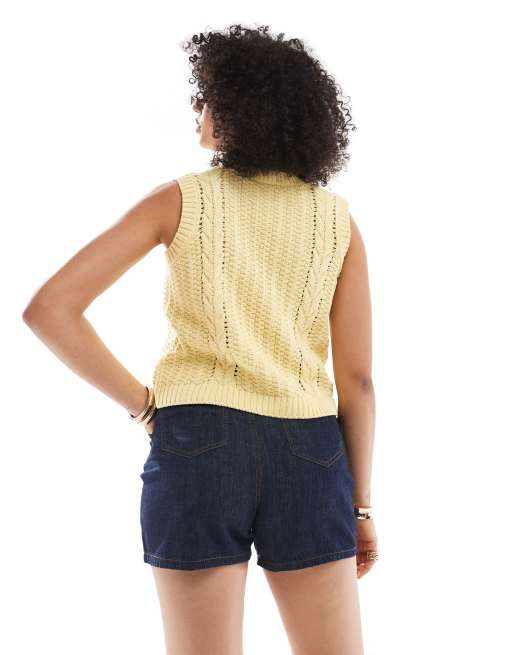 New Look – Marinblå, mjuka jeansshorts med paperbag-midja, 5 av 5