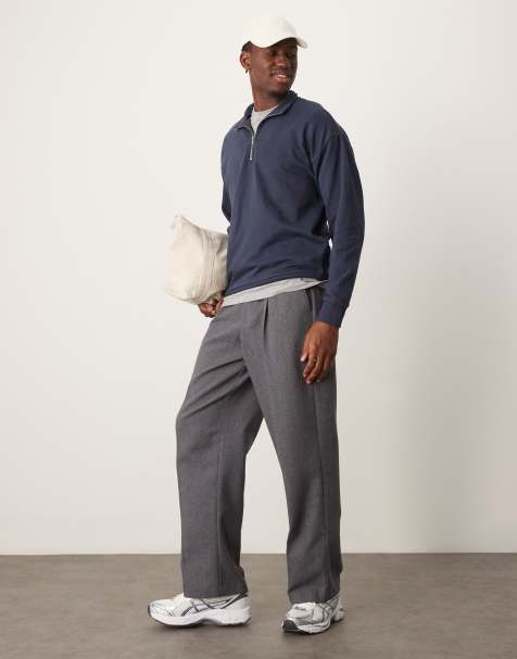 New Look – Marinblå sweatshirt med 1/4-lång dragkedja och ståkrage - view 1