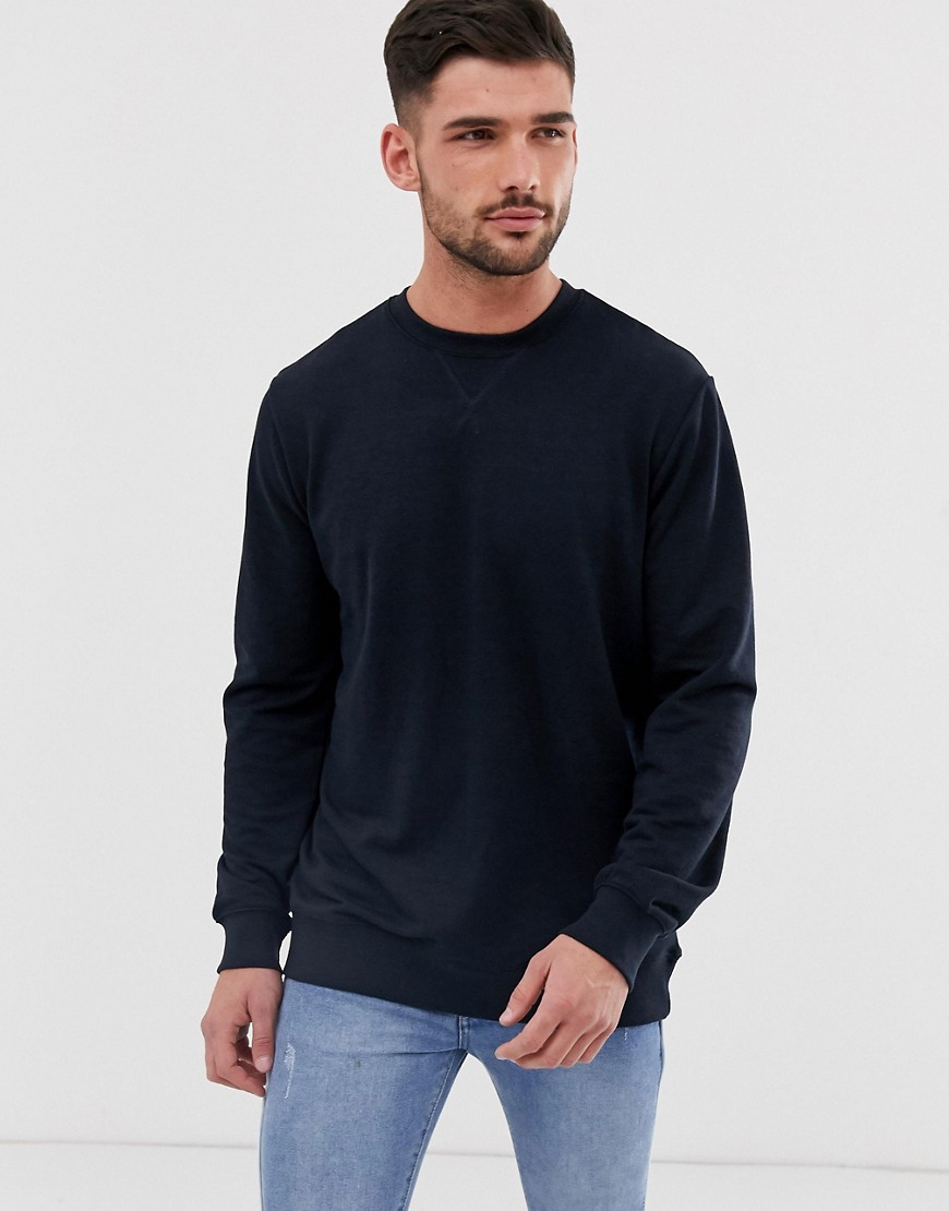 New Look – Marinblå sweatshirt med rund halsringning