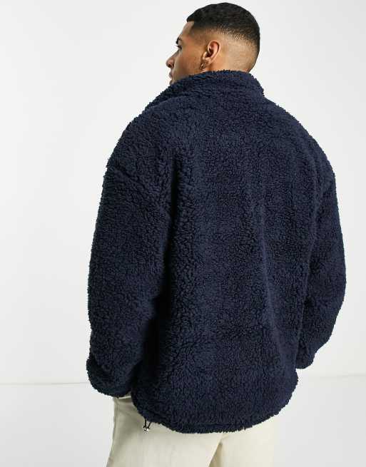 New Look – Marinblå tröja med dragkedja av teddy, 2 av 4
