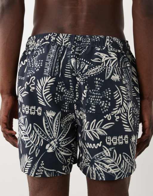 New Look - Marineblå badeshorts med palmeprint i skitsestil, 5 af 5