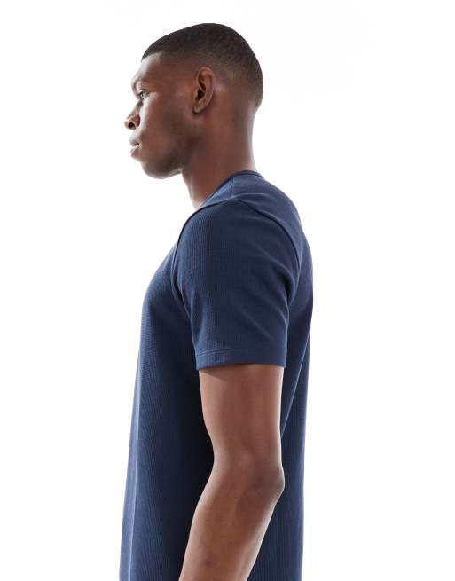 New Look - Marineblå pyjamas-T-shirt med vaffeltekstur - Del af sæt, 3 af 5