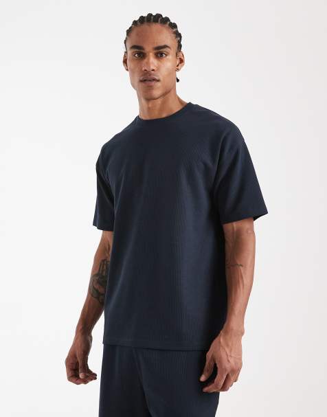 New Look - Marineblå T-shirt med vaffeltekstur - Del af sæt - view 1